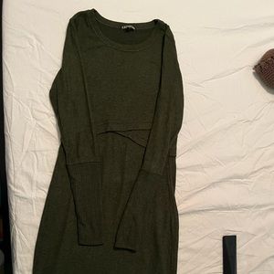 express dark green long sleeve sweater dress